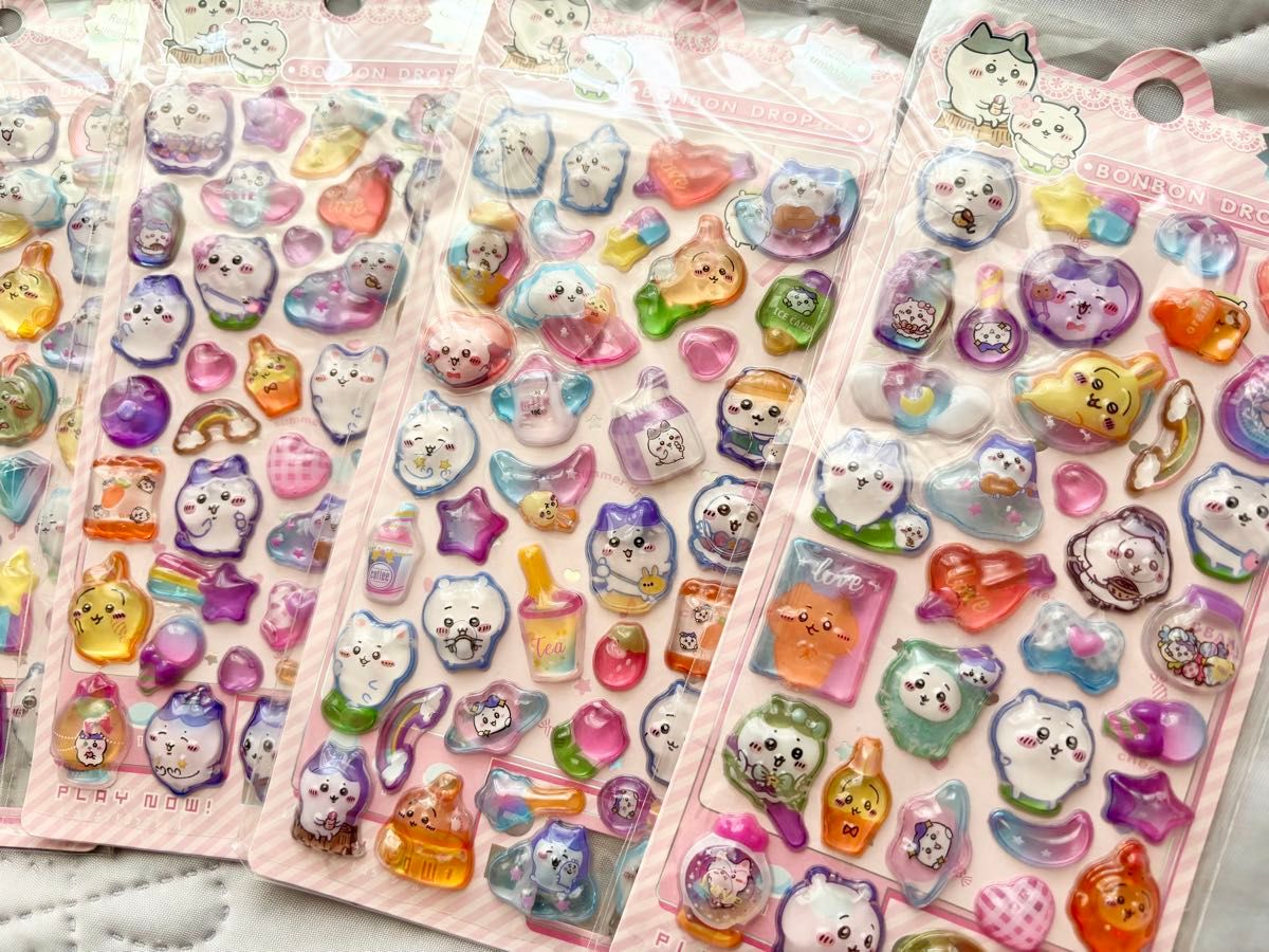 ちいかわ ボンボンドロップ うるちゅる 立体シール 4枚セット まとめ
