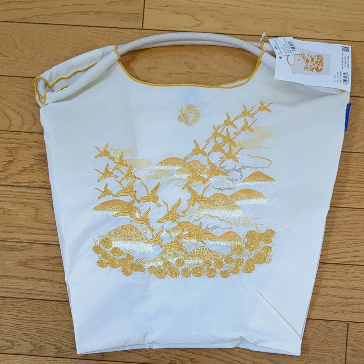 ボールアンドチェーン 染織いわもと エコバッグ 鶴 アイボリー 新品未