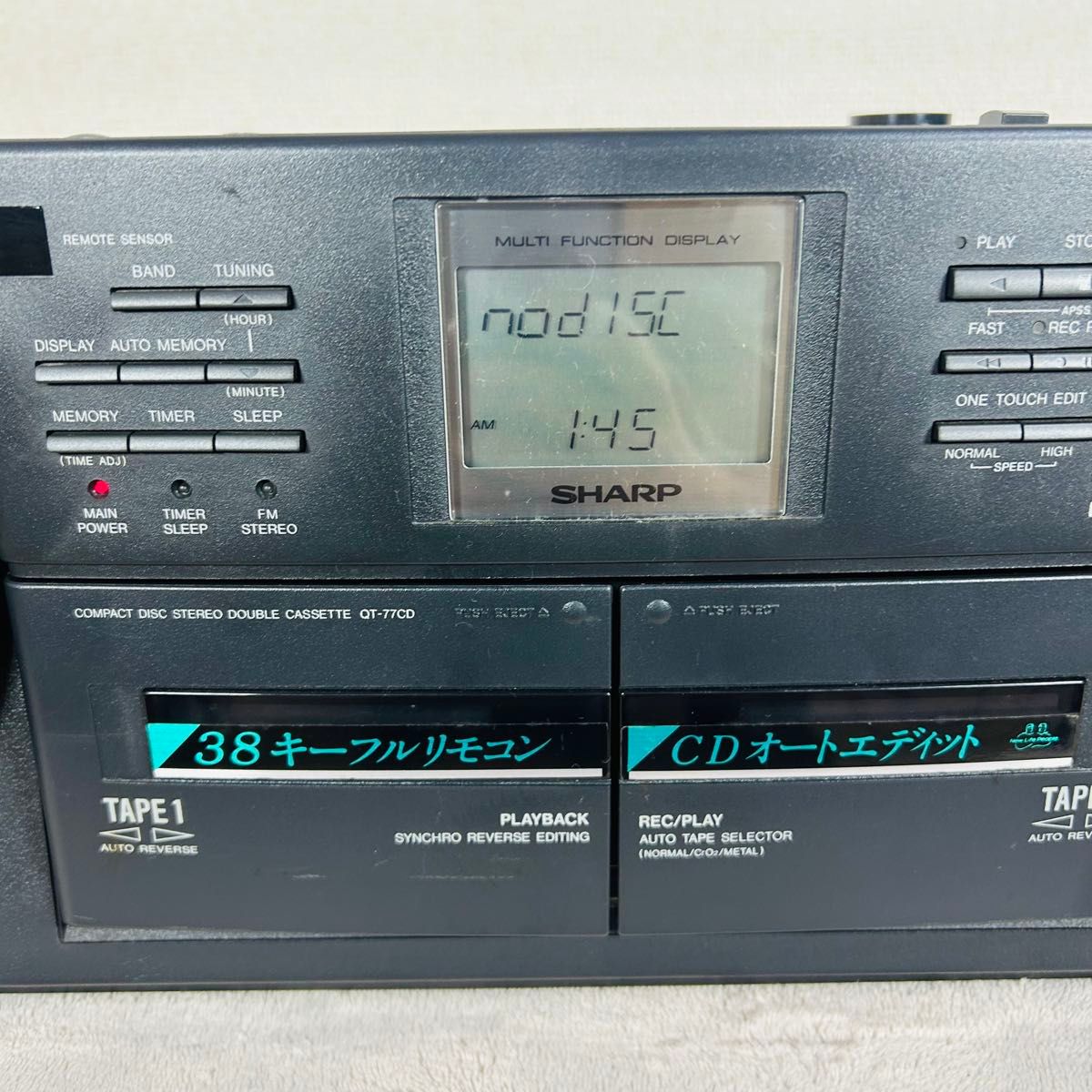 美品、再生ok】SHARP QT-77CD コンパクトディスク ダブルカセット 2026