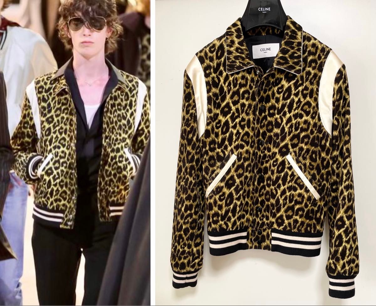 20SS CELINE ヒョウ柄 レオパード柄 テディジャケット 44 スタジャン