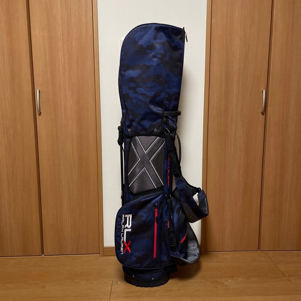 美品】Riviera キャディバッグ ネイビー/オレンジ 迷彩 美品】Riviera