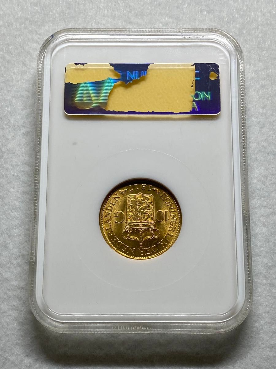 1917年 オランダ 10ギルダー金貨(6 729g 金品位0 900) ウィルヘルミナ