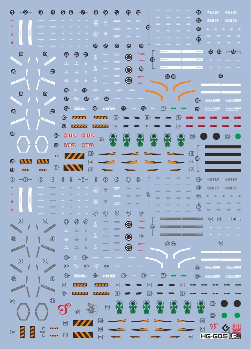 2枚 HG 1/144 GQuuuuuuX 軽キャノン/セイラ専用軽キャノン用水転写式