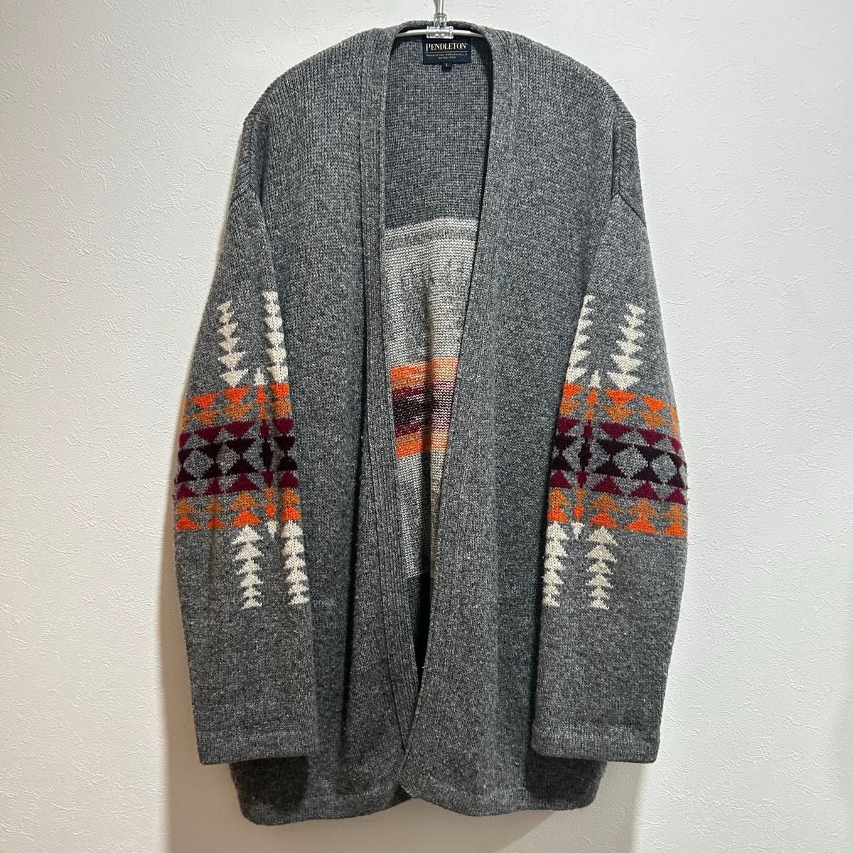 PENDLETON カーディガン ネイティブ柄 グレー Lサイズ メンズ ペン