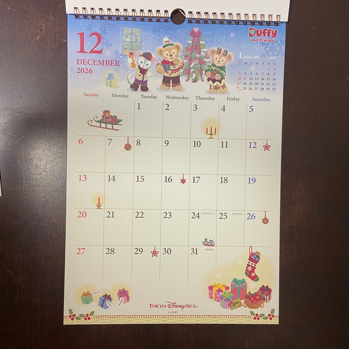 ダッフィー カレンダー 2026年 壁掛け ディズニーシー限定 ダッフィー