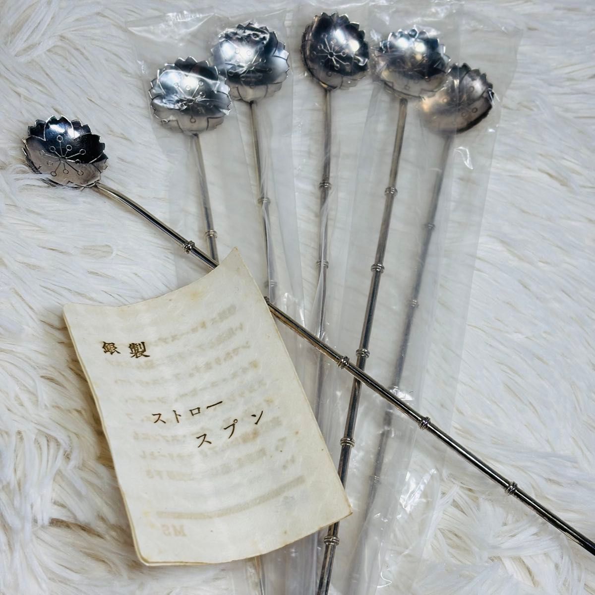 銀製 ストロー スプーン 純銀 桜柄 桜模様 silver925 カトラリー