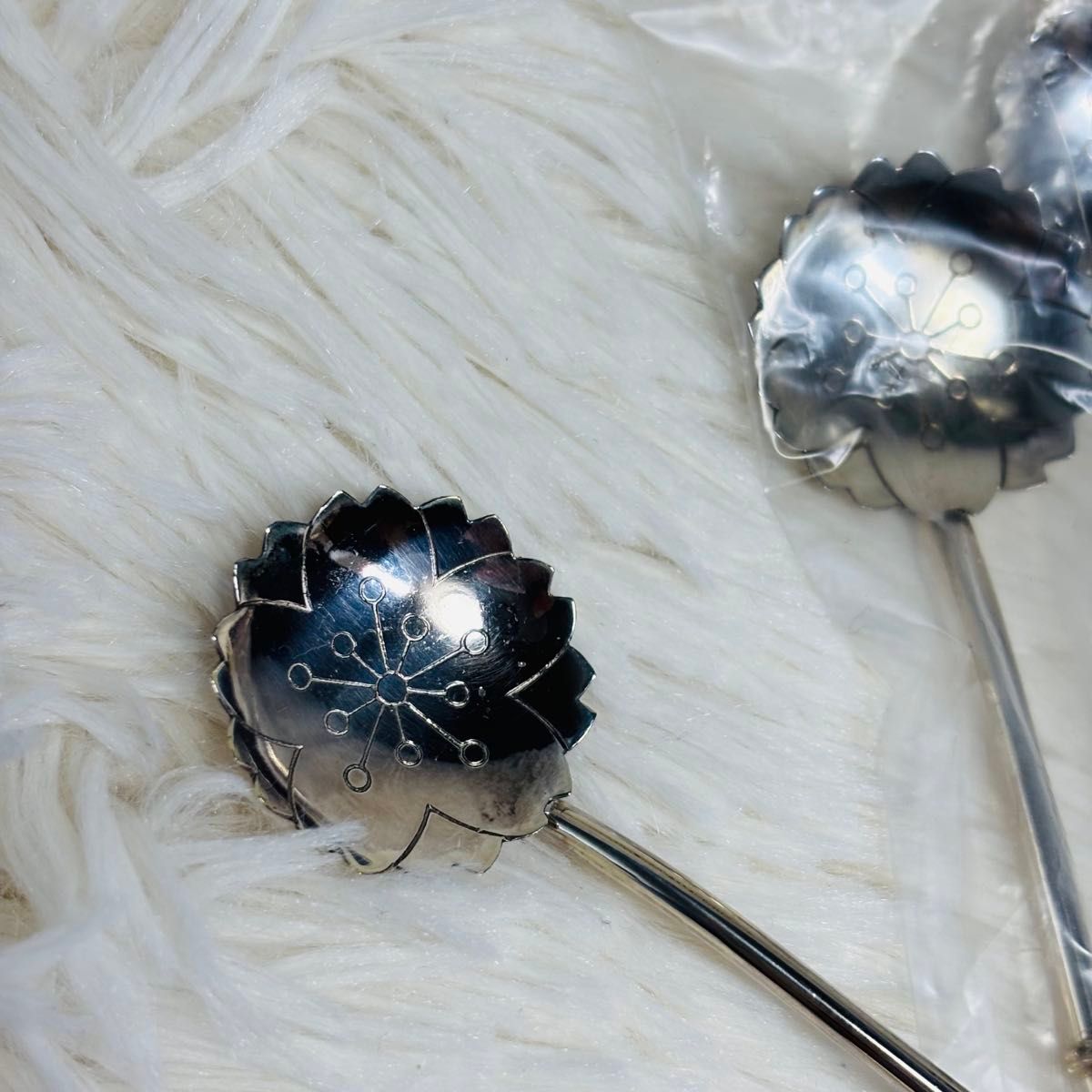 銀製 ストロー スプーン 純銀 桜柄 桜模様 silver925 カトラリー