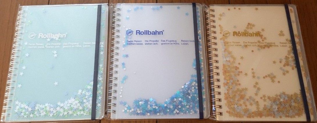 ロルバーン ポケット付メモL グリッター ミント ライトブルー クリーム