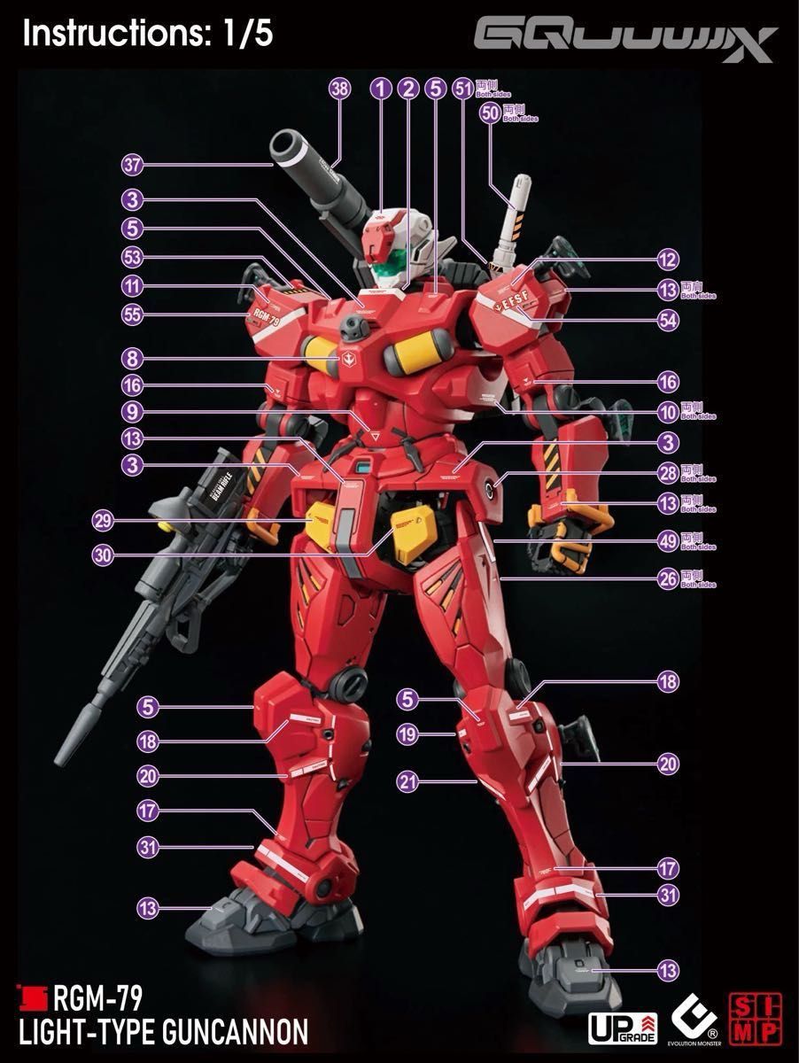HG 1/144 GQuuuuuuX 軽キャノン/セイラ専用軽キャノン用水転写式
