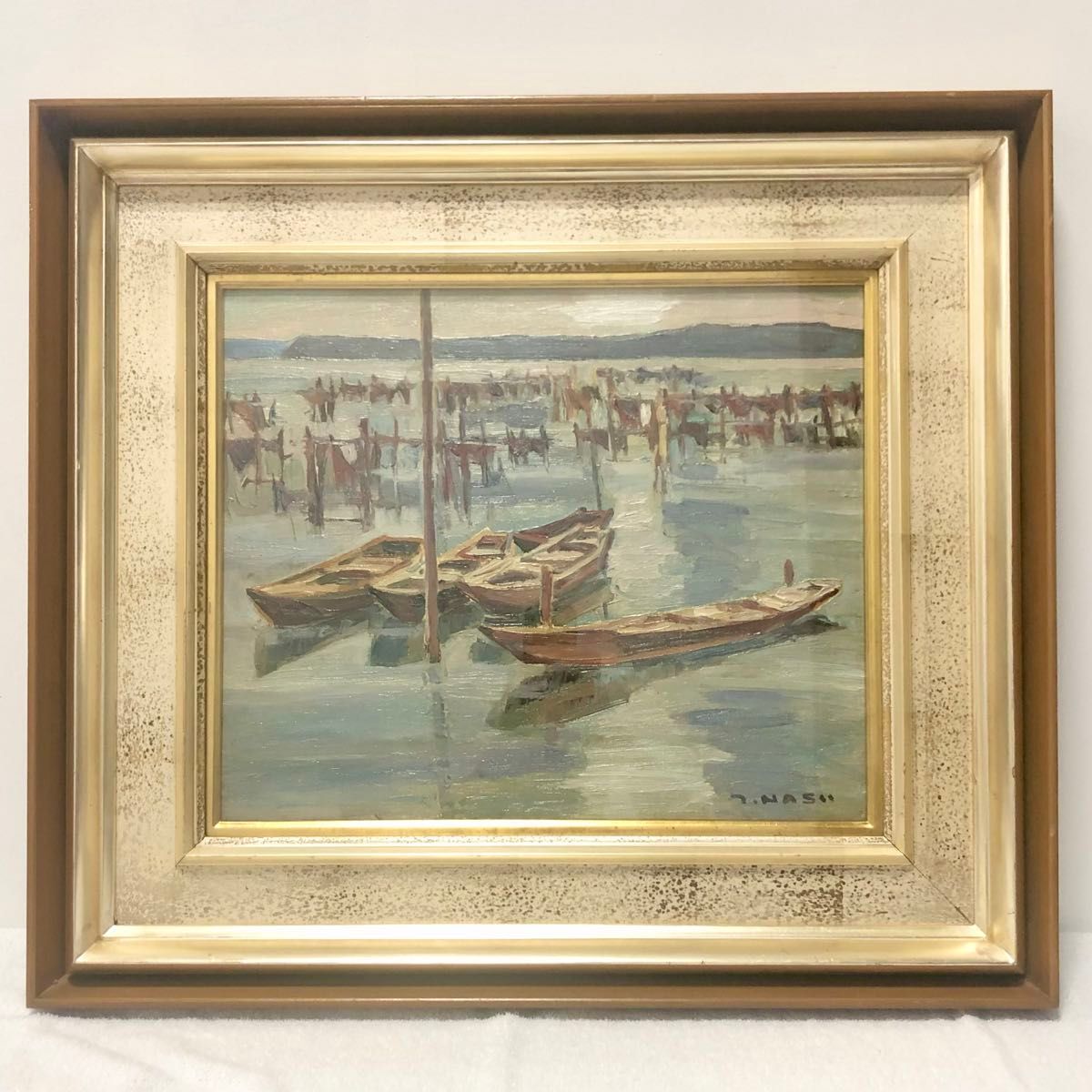 油彩画 風景画 南壽敏夫 南寿敏夫 印旛沼 千葉県 額装 油絵 絵画 美術