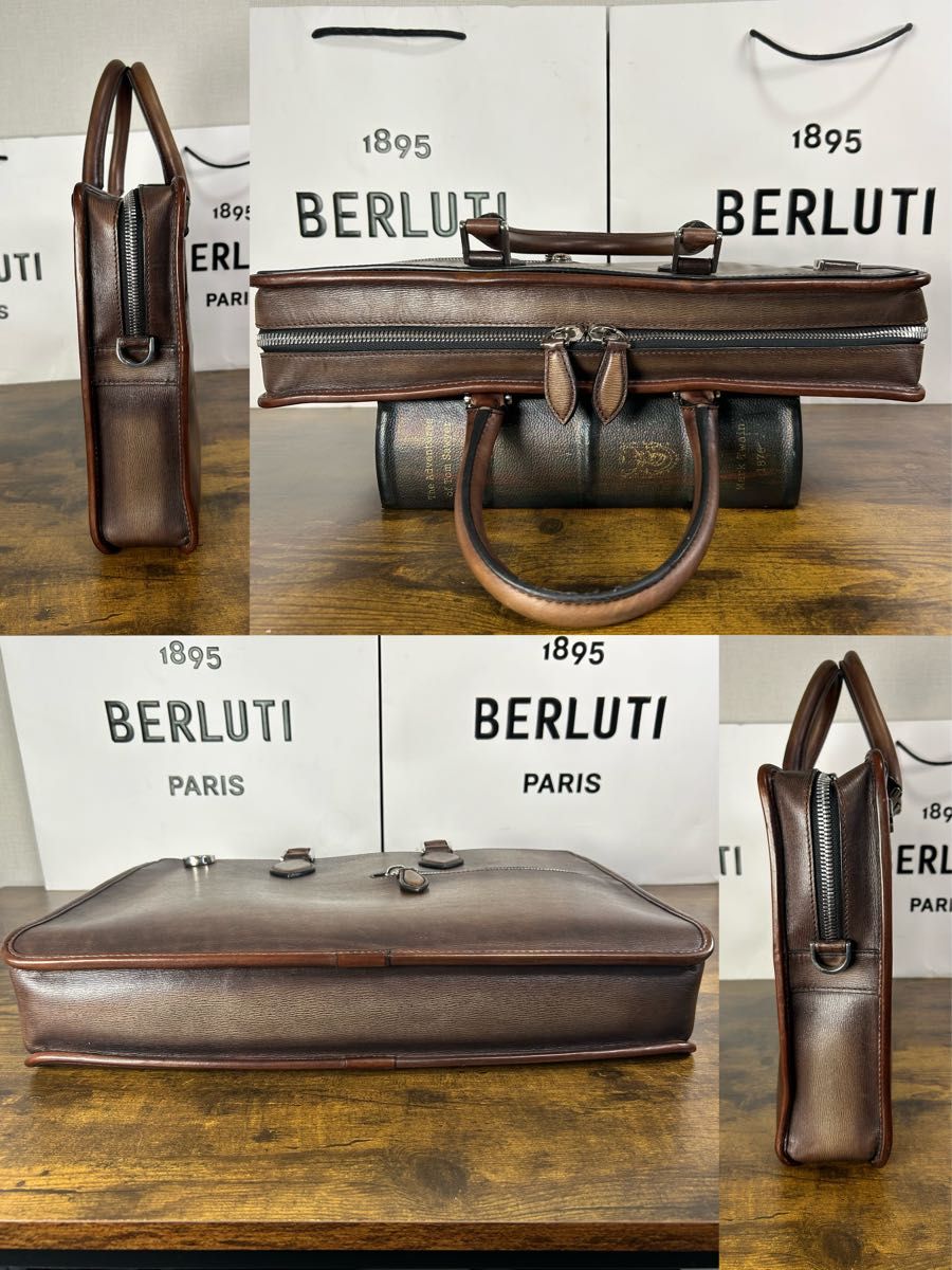 極美品 Berluti アンジュール ブリーフケース ヴェネチア ブルカーフ
