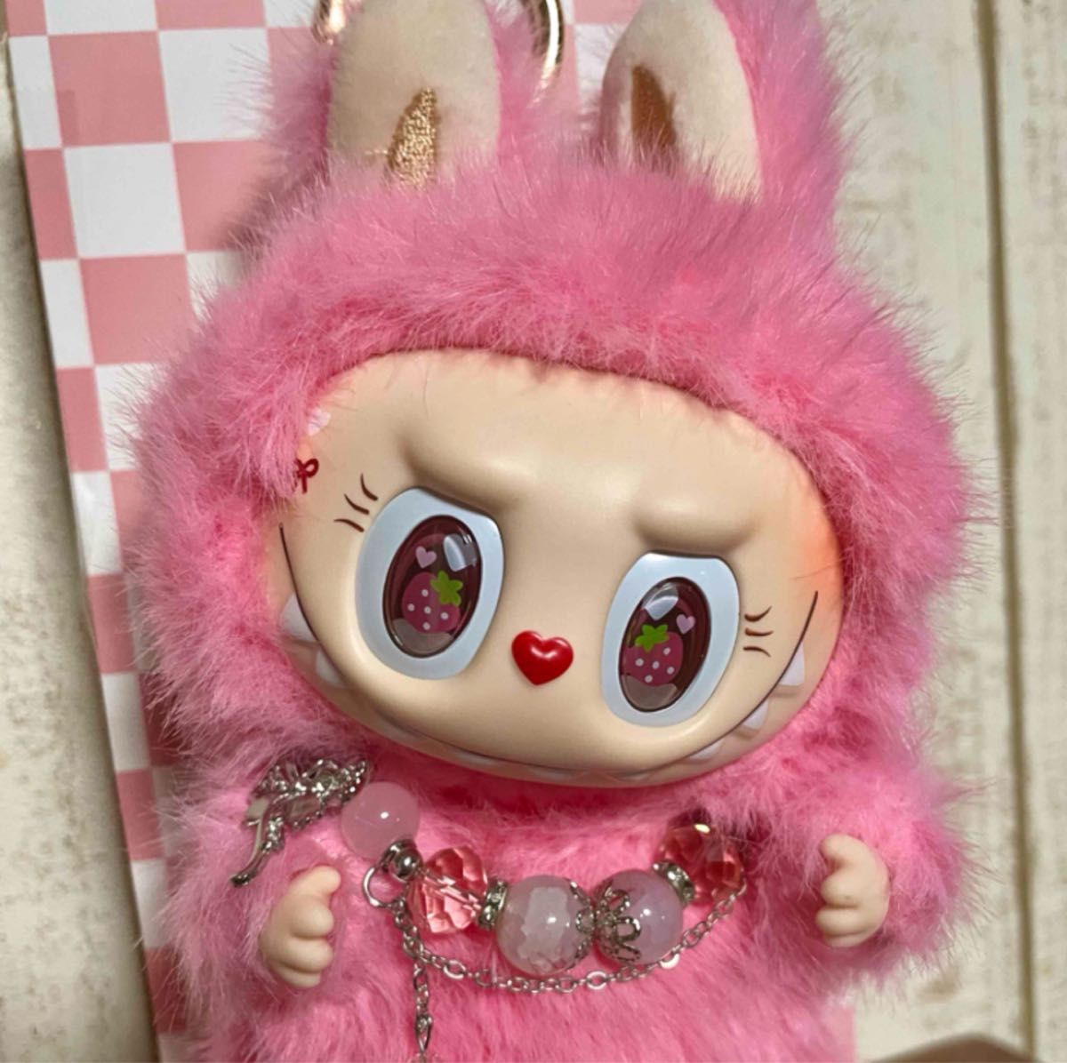 海外限定】Labubu ZIMOMO ラブブ ピンク 苺 ぬいぐるみ ゆうパケット