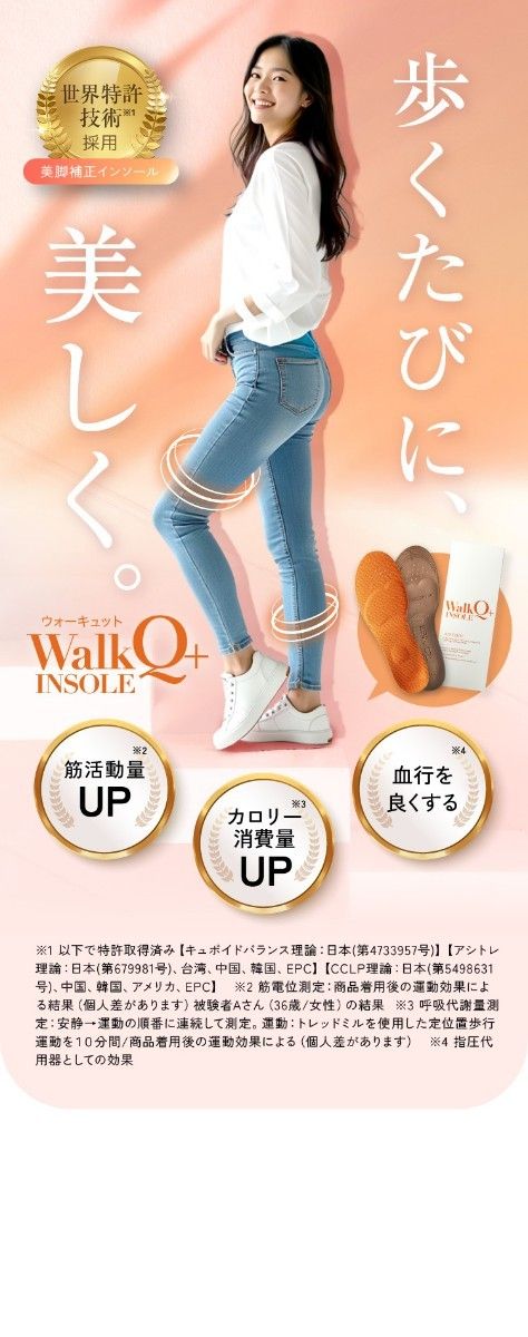 クーポン適用で200円引】ウォーキュット インソール 2箱 WalkQ+ INSOLE