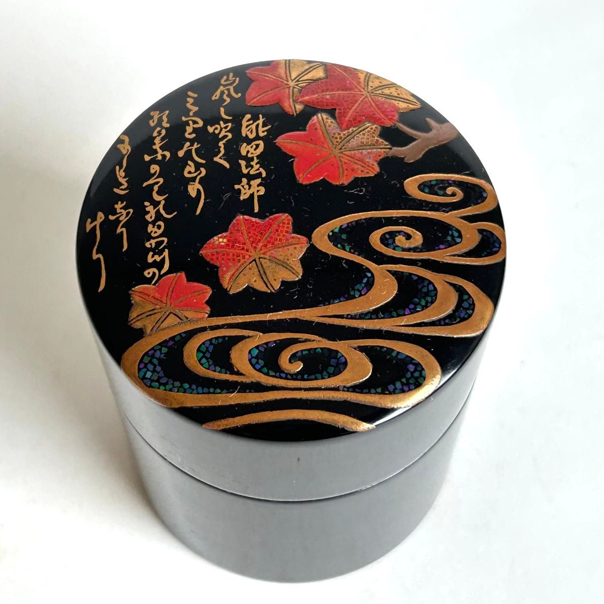 美品 希少】漆器 茶筒 茶器 茶道具 木製 漆塗り 蒔絵 螺鈿 伝統工芸