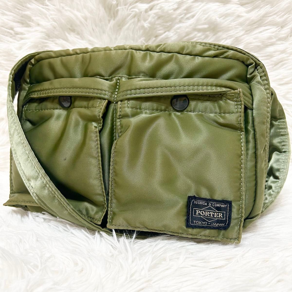 美品】PORTER タンカー セージグリーン ショルダーバッグ 2層式