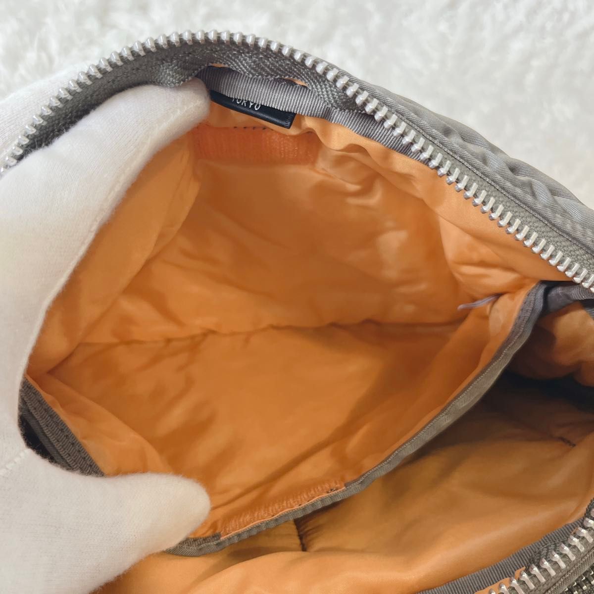 美品 ポーター タンカー シルバーグレー 二層 ショルダーバッグ S