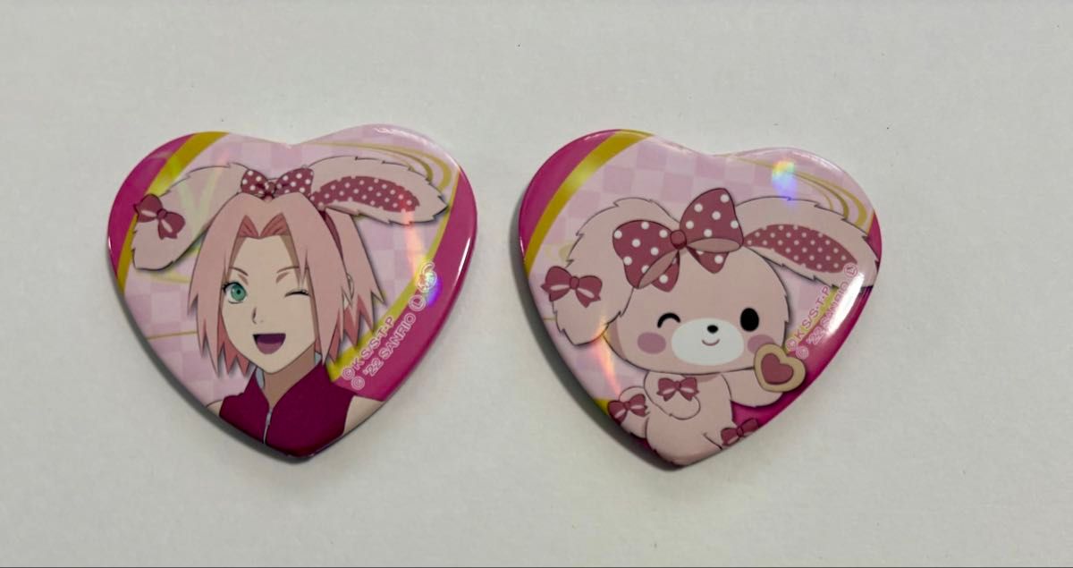 NARUTO サンリオ ぴえろ ハート缶バッジ サクラ NARUTO ナルト 春野