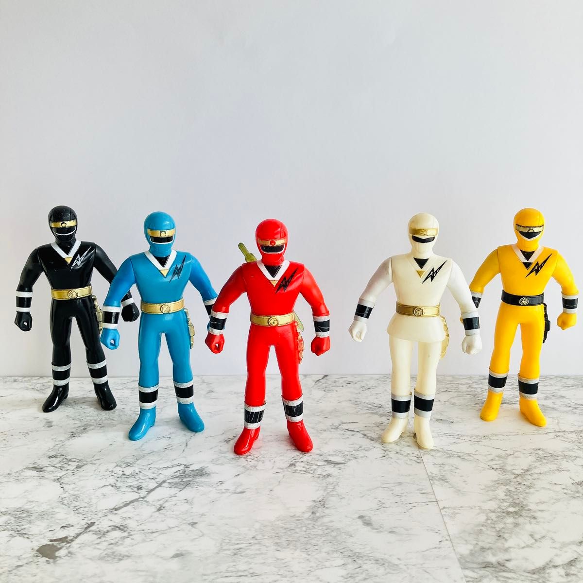 忍者戦隊カクレンジャー 日本製 希少ソフビ 5体 当時物 BANDAI テレビ