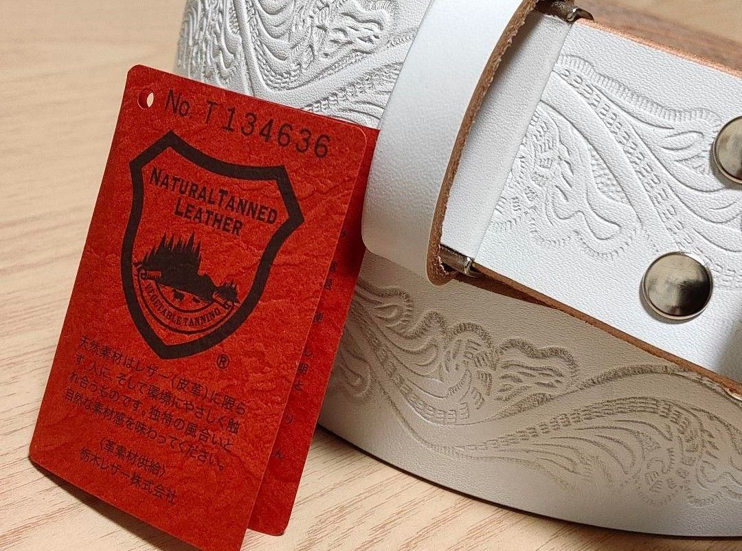 希少入手困難/白ベルト 新品/本革 矢沢永吉 ライブ着用類似 バックル