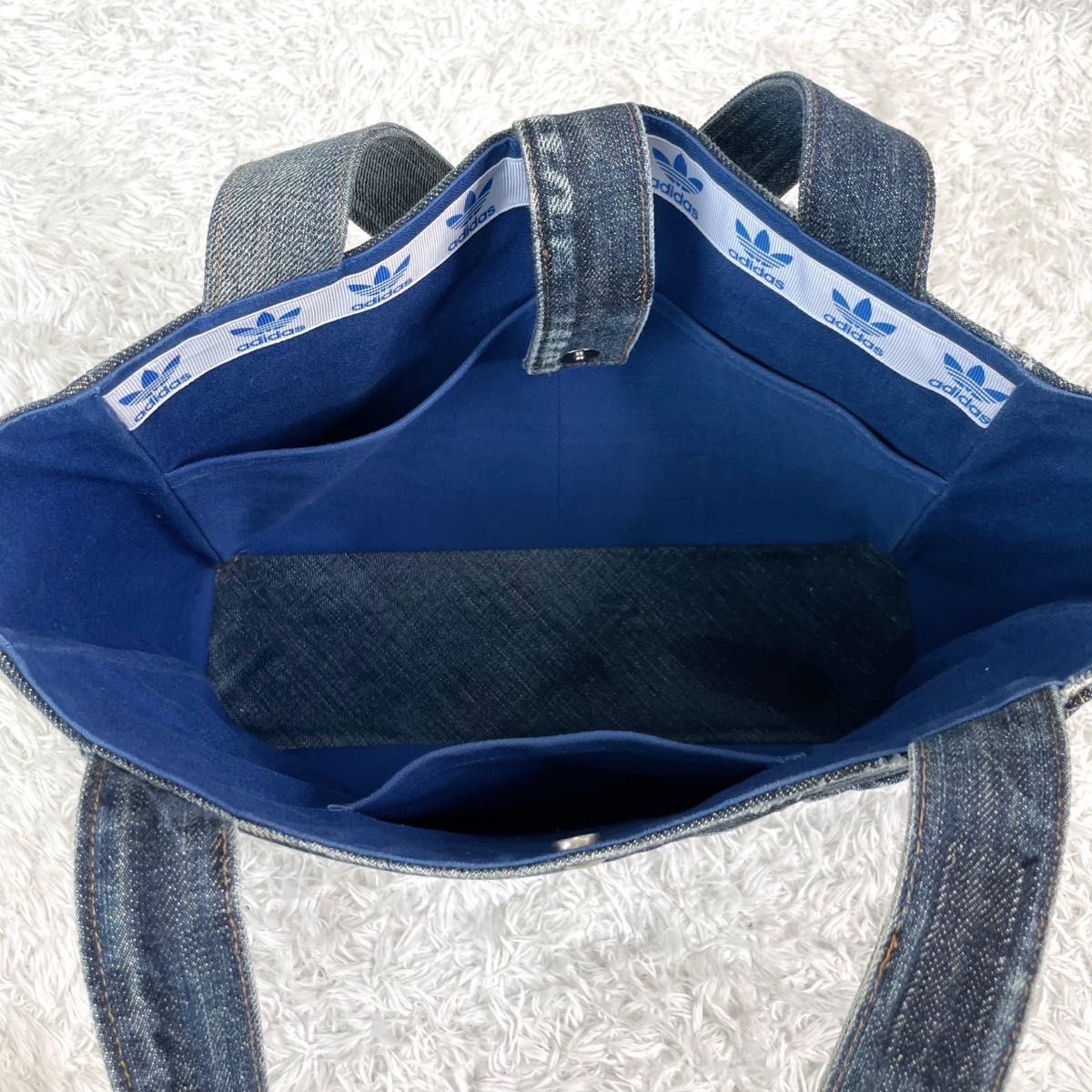 adidas リメイク 古着 トートバッグ バッグ デニム アディダス 再構築