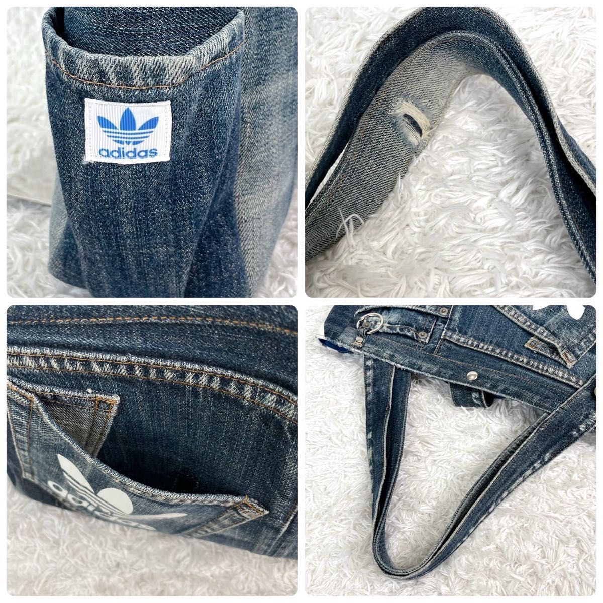 adidas リメイク 古着 トートバッグ バッグ デニム アディダス 再構築