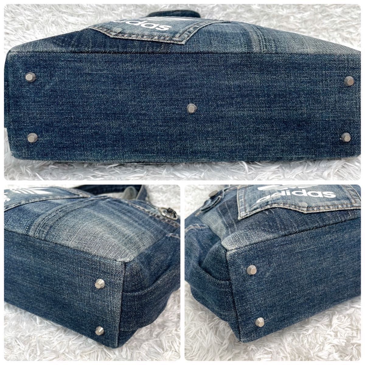 adidas リメイク 古着 トートバッグ バッグ デニム アディダス 再構築