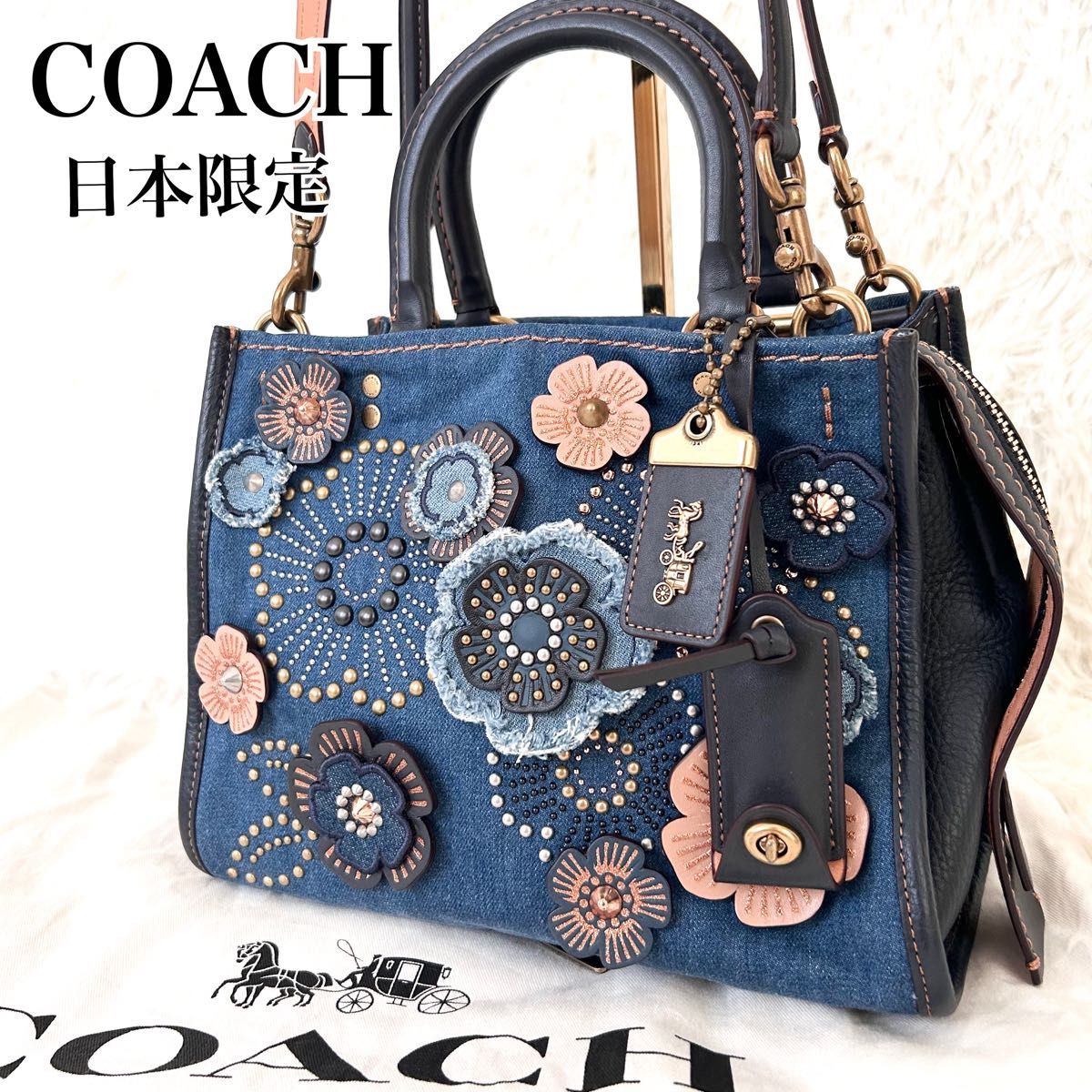 日本限定 美品 コーチ ティーローズ ローグ25 2way ショルダー