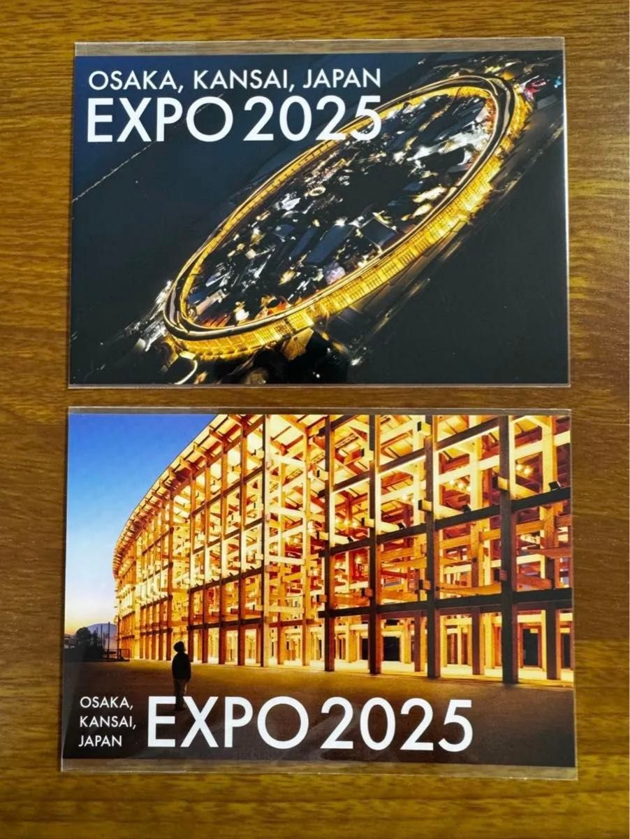 大阪 関西 万博 夜景 大屋根 リング ポストカード 2枚セット 地上 上空