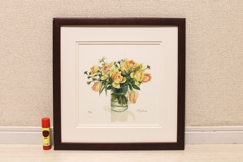 橋本不二子 水彩画家 ダイヤモンドスクリーニング版画「オレンジ色の