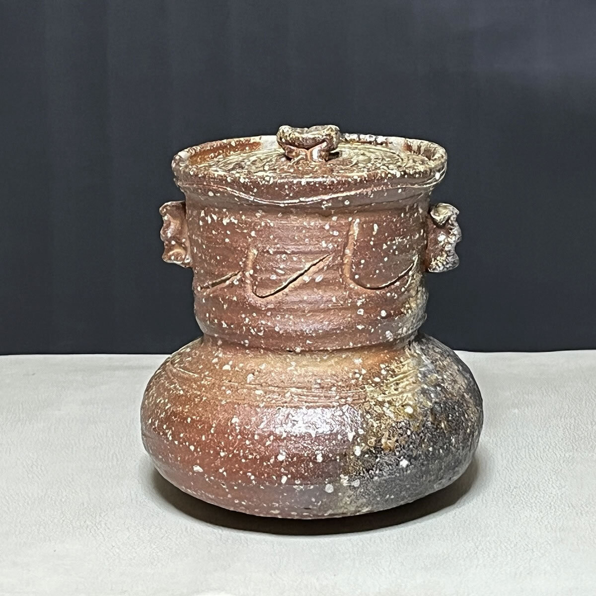 信楽焼 古来窯 四代 上田直方 花入 識箱 茶道具 【k3506】 信楽焼 古来