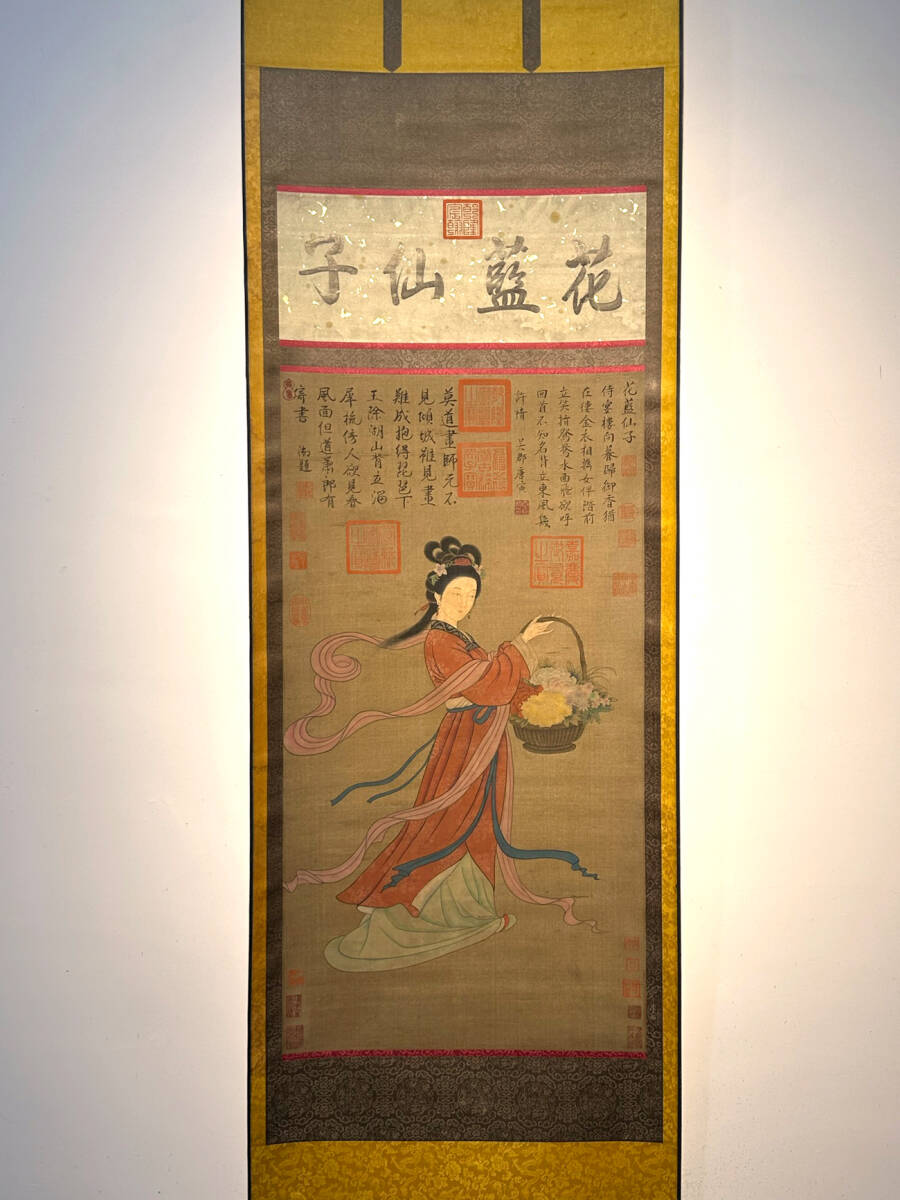 骨董市仕入れ品 中国清時代の掛軸 人物図 肉筆保証 DE378A7-3 骨董市