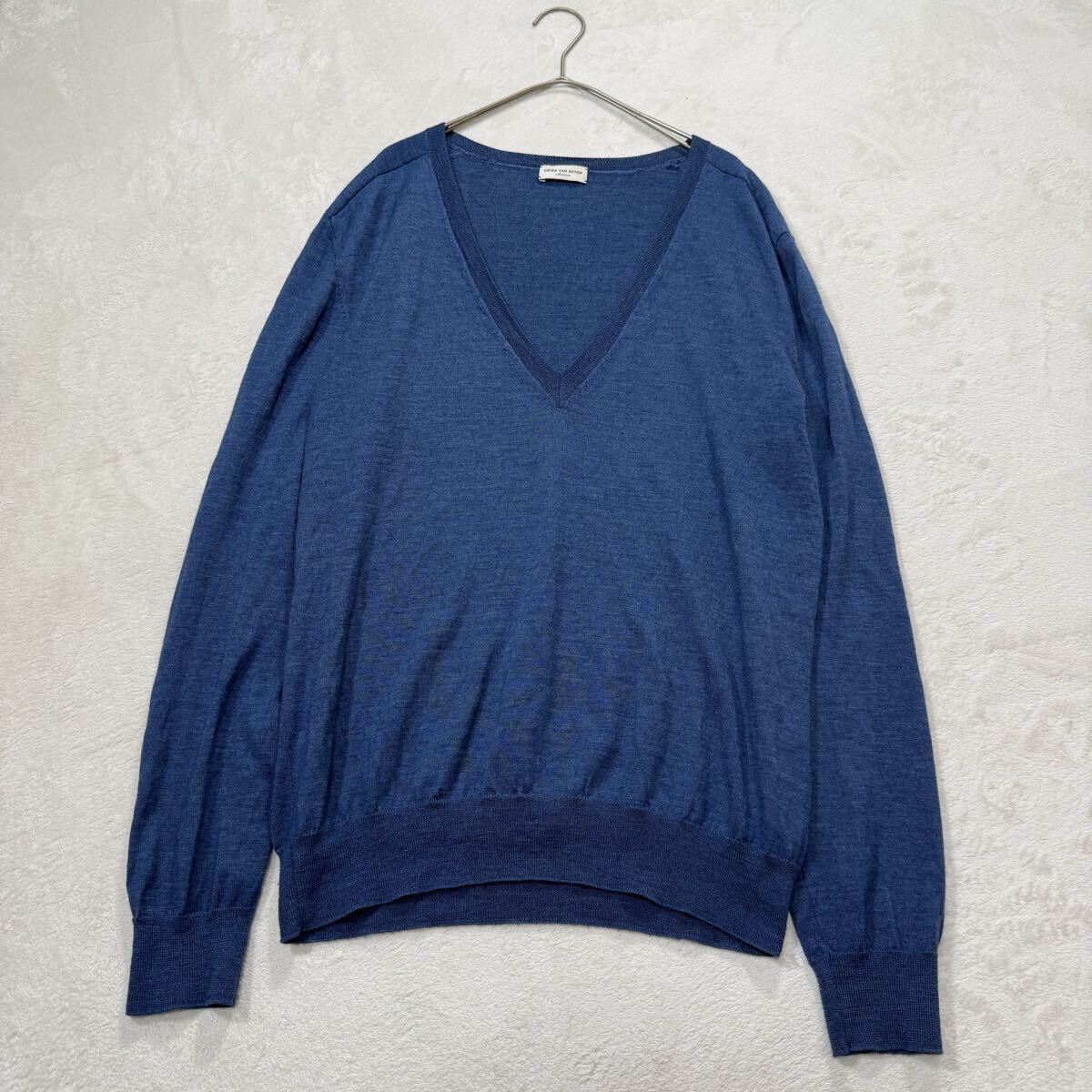 DRIES VAN NOTEN シルク混 Vネック 薄手 ニット ネイビー M ドリス