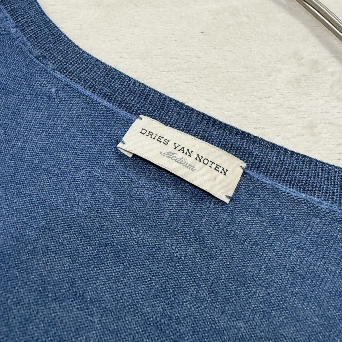 DRIES VAN NOTEN シルク混 Vネック 薄手 ニット ネイビー M ドリス