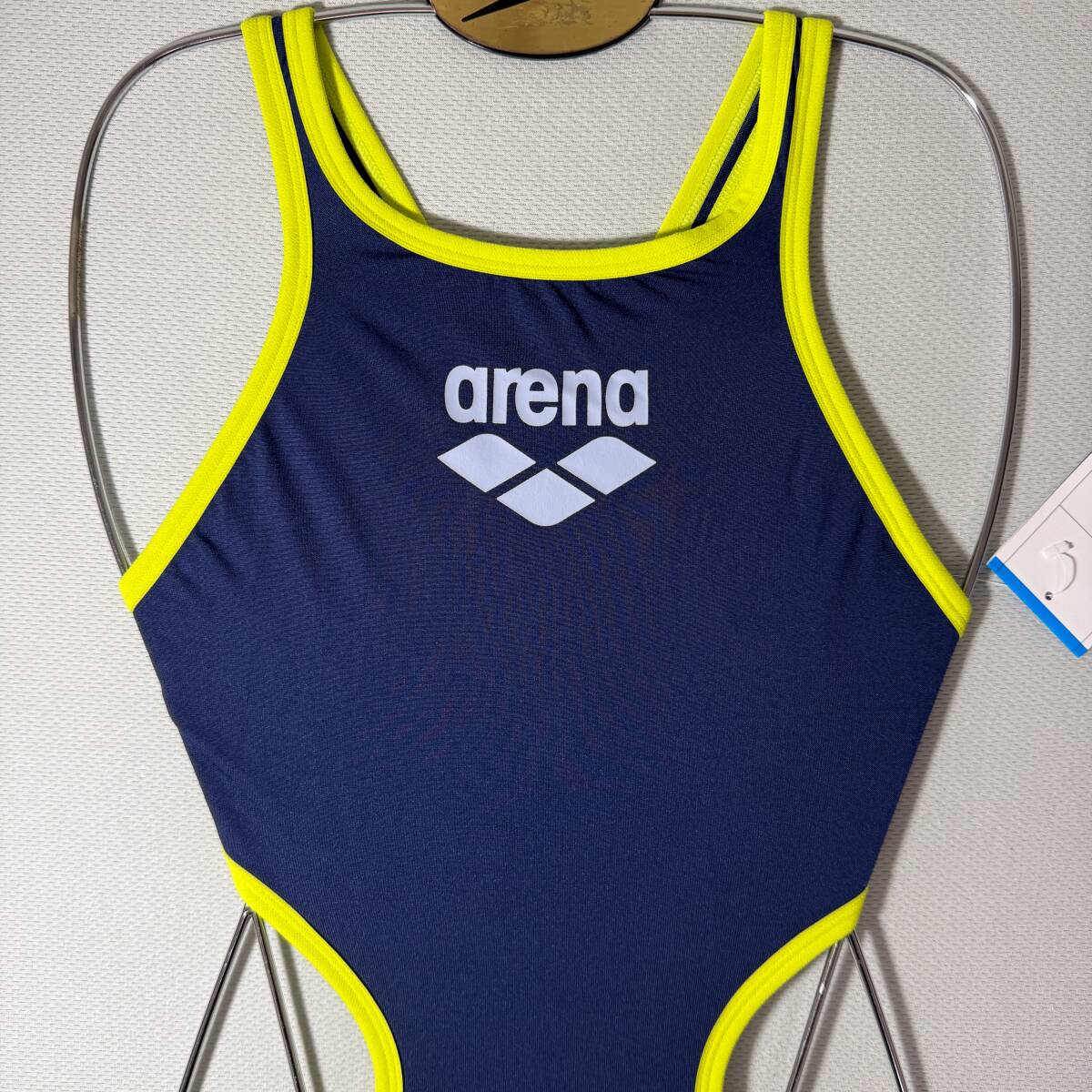 Arena アリーナ 女性用 競泳水着 Big logo navy/soft green USA32