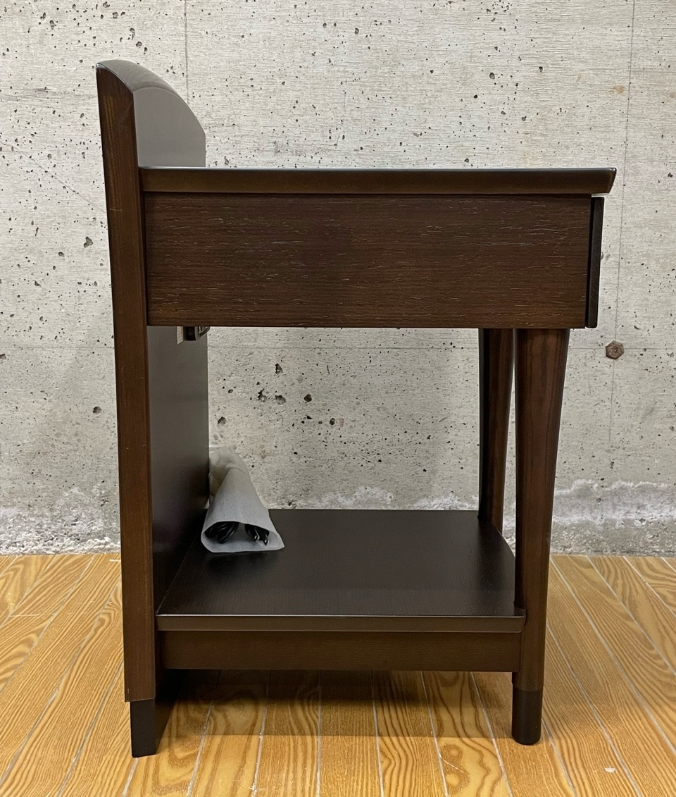 カリモク ナイトテーブル サイドテーブル 木製 引き出し付き 花台