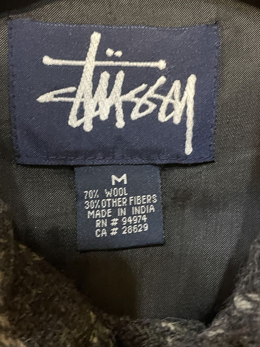 希少 アーカイブ『STUSSY』90s〜紺タグ インド製ウールCPOチェック