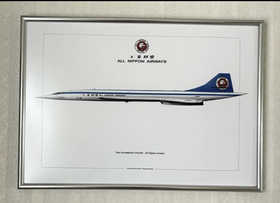 ANA 全日空 モヒカン塗装 コンコルド グラフィックポスターA3サイズ 額