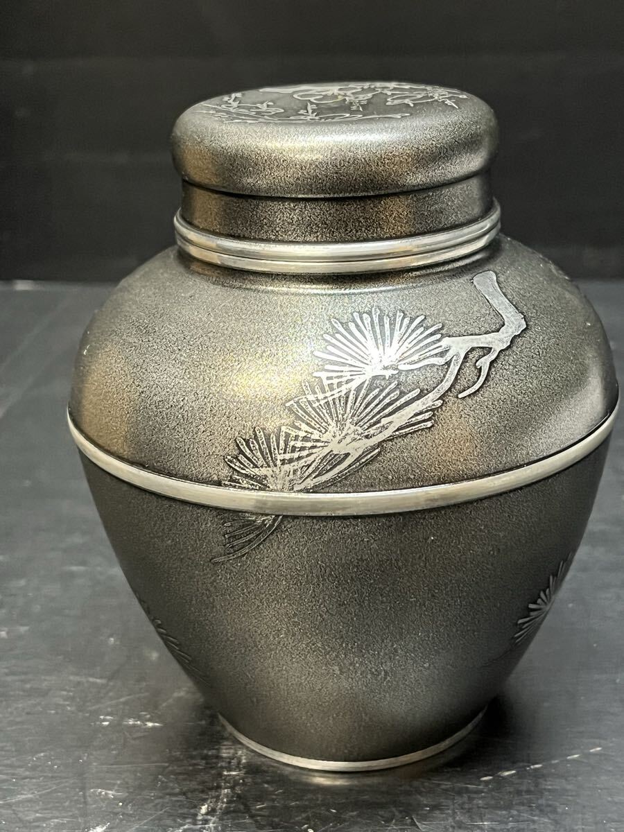 錫製⁄茶壺⁄茶壷⁄錫半⁄上錫⁄松竹梅図