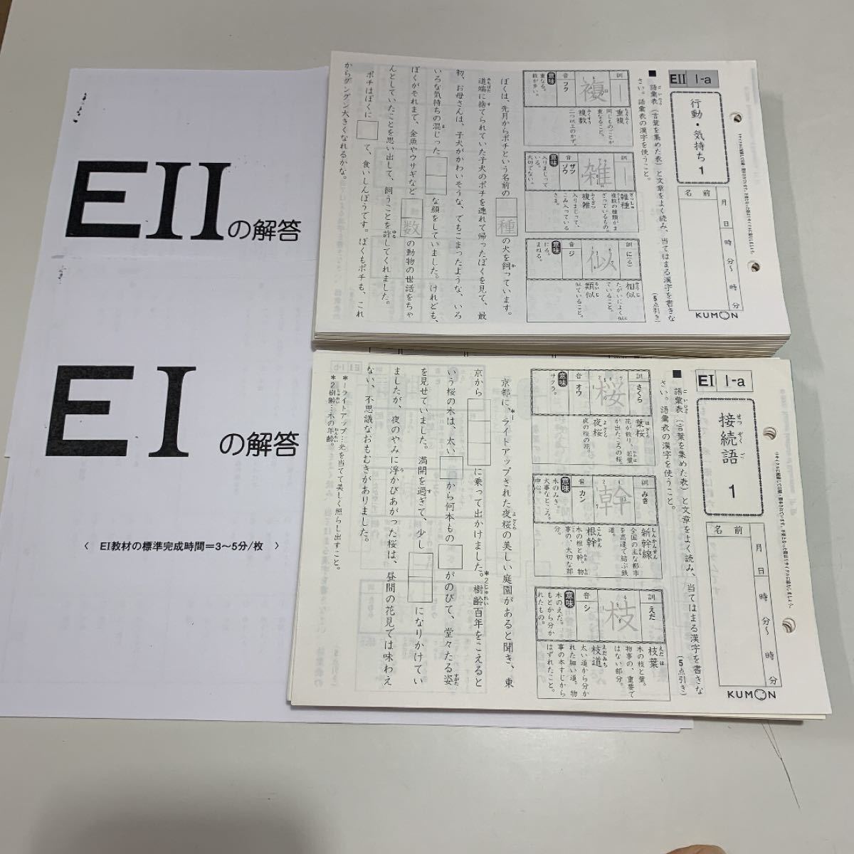公文 国語 E教材 E I E II 合計400枚 解答コピー付き｜Yahoo!フリマ