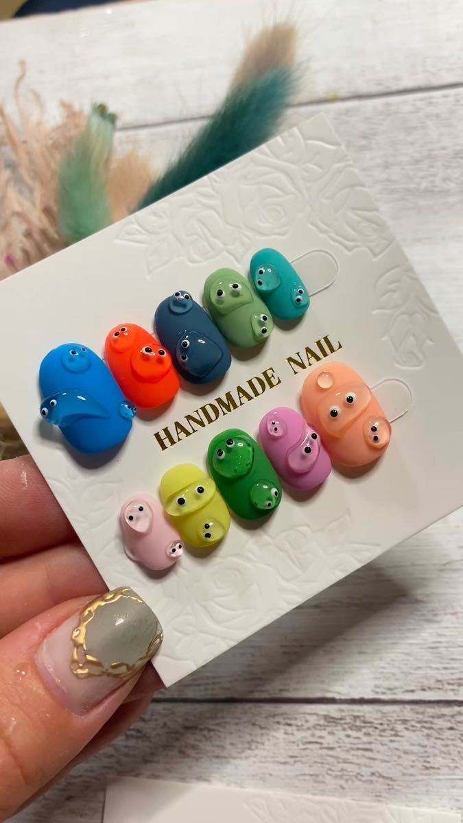 かわいいキャラクター 3Dマットカラフルネイルチップ｜Yahoo!フリマ