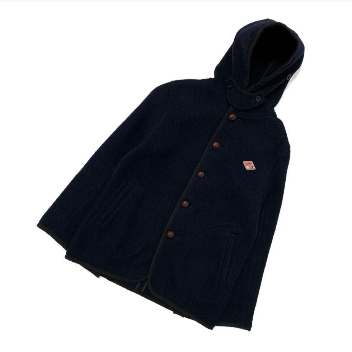 美品】DANTON ダントン ウールモッサ シングル フード コート ネイビー