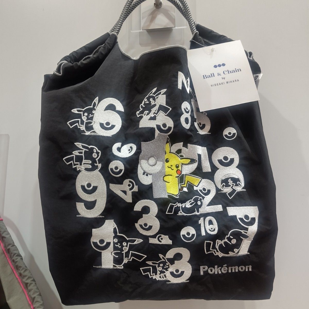 ボールアンドチェーン ポケモン ピカチュウ エコバッグ ブラックM