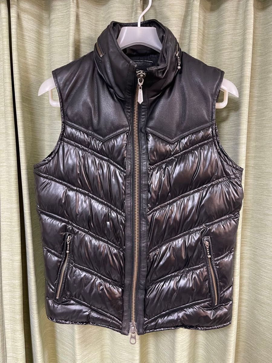 ダウンベスト JACKROSE ジャックローズ サイズL 豚革 ブラック レザー