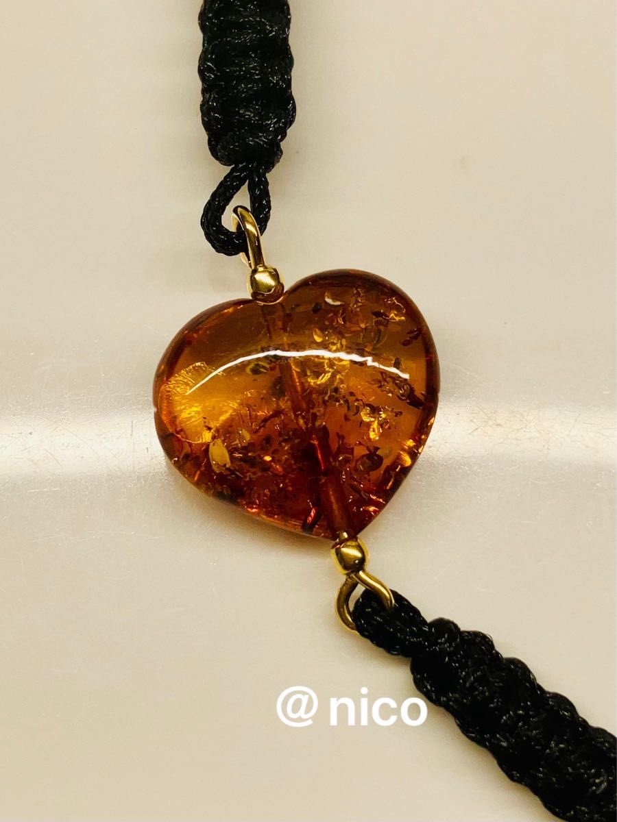 新品未使用】万博 ポーランド S&A 琥珀ブレスレット ハート型アンバー