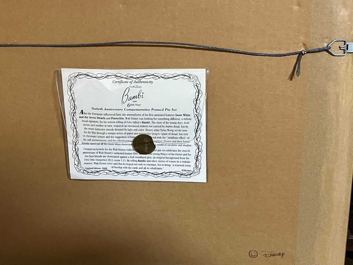 レア 限定品 ディズニー バンビ ピンバッジ 額装 ピンアート アート
