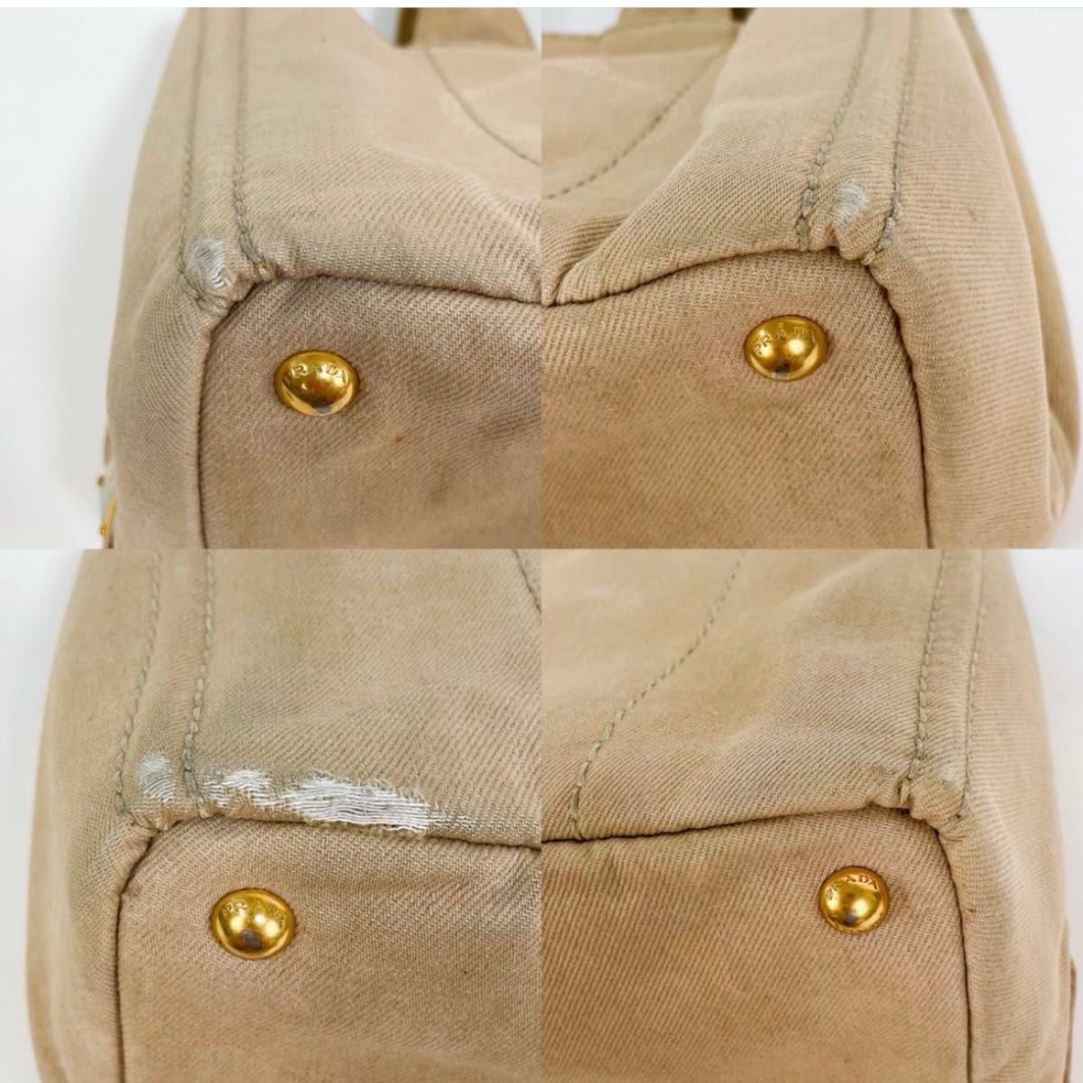 正規品 PRADA プラダ カナパ トートバッグ ハンドバッグ ベージュ 三角