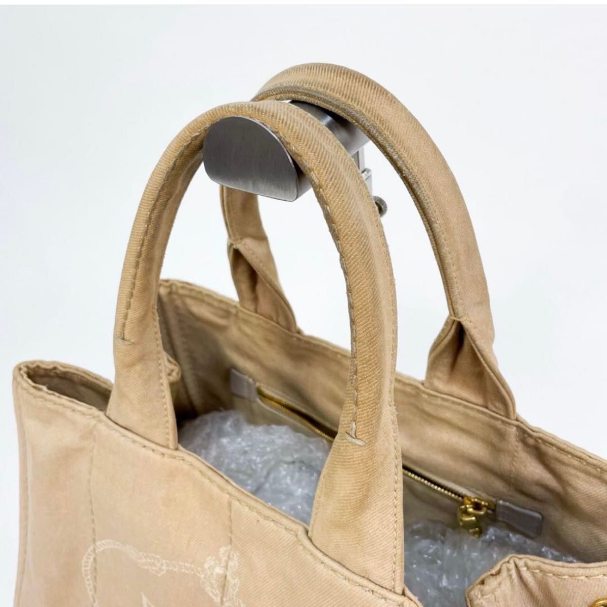 正規品 PRADA プラダ カナパ トートバッグ ハンドバッグ ベージュ 三角