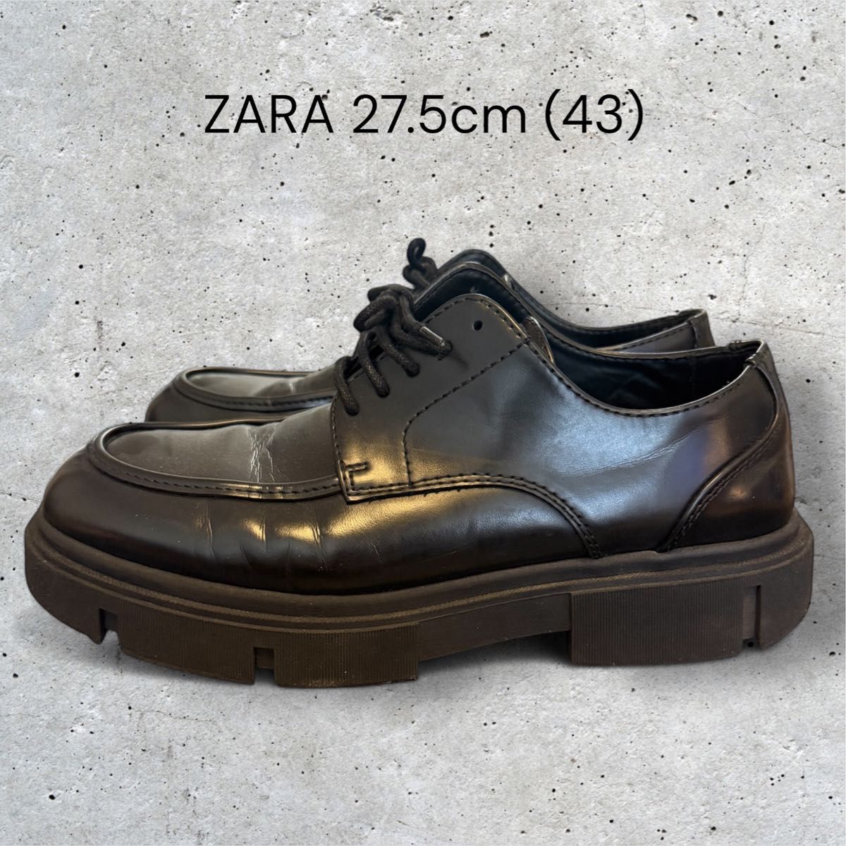 美品】ZARA チャンキーソールシューズ 27 5 ブラック 厚底 メンズ