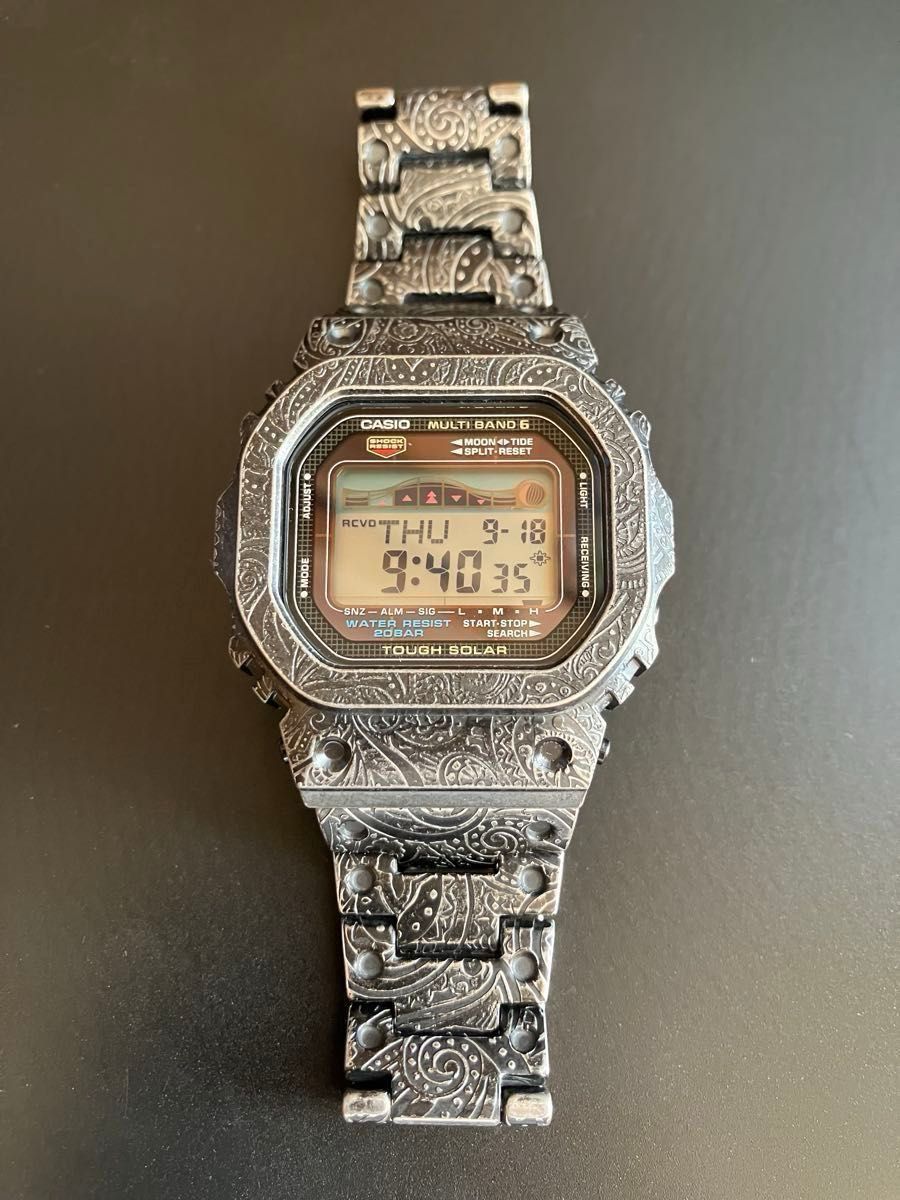 超美品】G-SHOCK gwx-5600 ブラックメタルカスタム ペイズリー柄