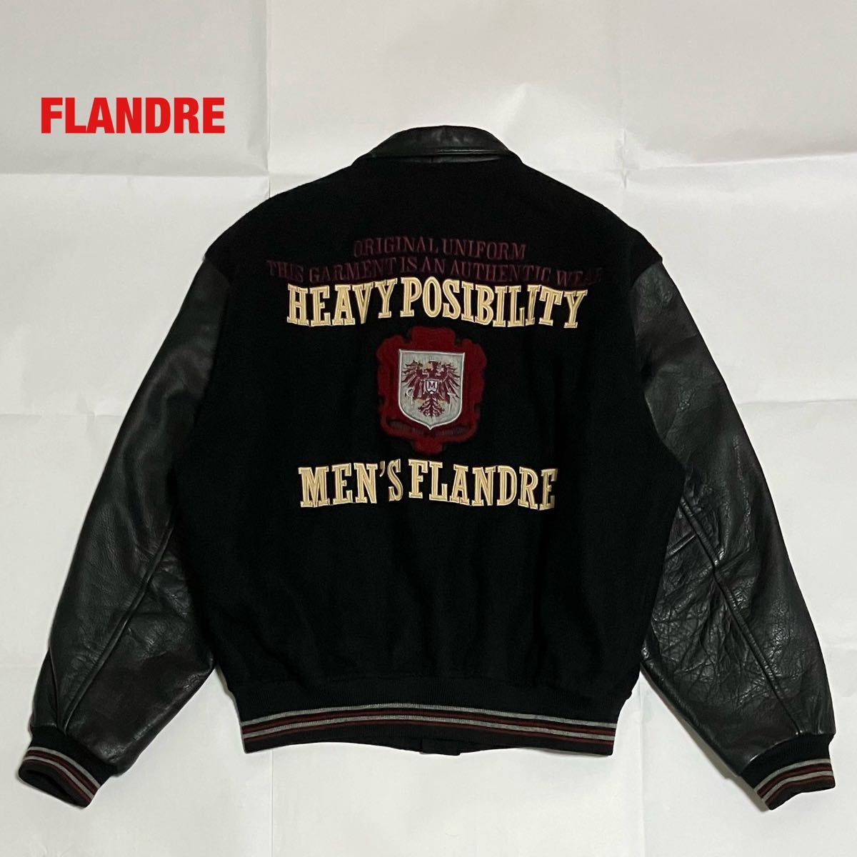 人気】FLANDRE フランドル スタジャン 中綿ジャケット 牛革レザー 衿